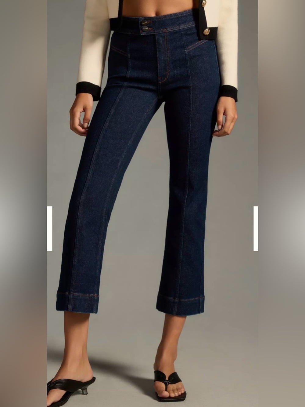 Anthropologie Pilcro Nyhavn Cropped Flare leg dark wash jeans size 28